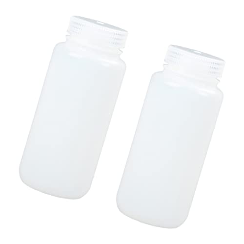 FUNOMOCYA 2 Pcs Wide Mouth Reagent Bottle Perfume Dispenser Refillable Lab Chemical Bottle Hdpe Empty Bottle Liquid Bottle with Lid Water Holder Clear Container Bottle White