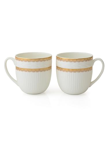 Image of Clay Craft Fine Ceramic Gold Printed Coffee /Tea Cups Set of 6-200 ml Each, Tea Cup Set of 6, Mugs for Coffee, Cups Set of 6, Mug Set, Ideal for Gifting, Perfect for Home and Office