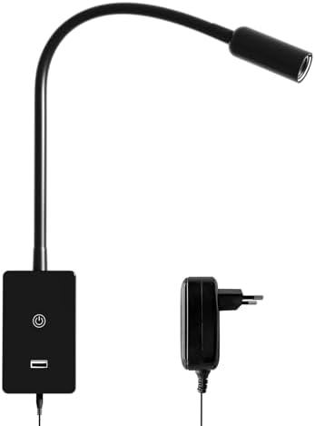 LED Leselampe Bett - Dimmbar Schwanenhals Lampe 3000K Schwarz