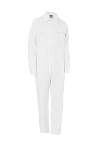 Mono de Trabajo de Hombre de Manga Larga. Puños y Cintura con Elástico. Bolsillos en Cadera, Pecho y Trasero. Cómodo y Resistente Color Blanco Talla 52-54. Ref: 1111