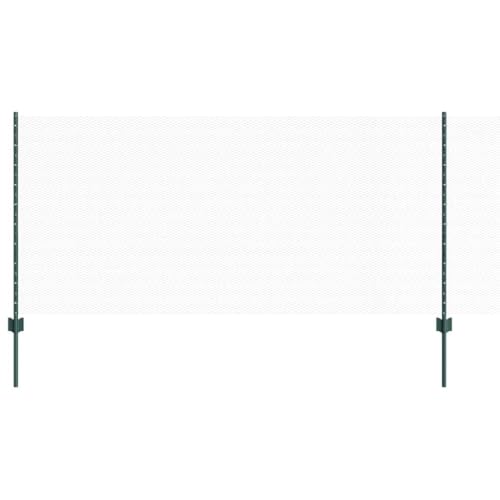 vidaXL Zaun mit Pfosten Grün 1 x 50 m Stahl und PVC, Verstellbare Außenumzäunung, moderner Gartenzaun, stabiler Raumteiler, vielseitige Sichtschutzlösung für Gärten
