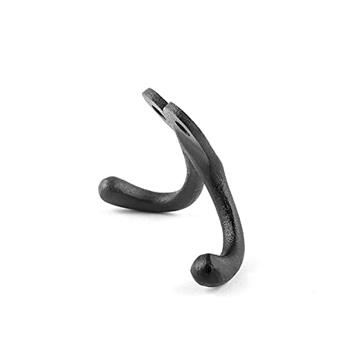 Renovators Supply Bathroom Hooks 2 In. Black Cast Iron Wall Mount Double Hooks For Hanging Robe, Towel, Hat, With Mounting Hardware #TOP7