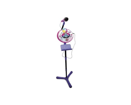VTech - Kidi SuperStar LightShow Rose, Micro sur Pied 8 en 1, Microphone Karaoké Enfant avec Boule Disco, Apprentissage du Chant et Jeux, Cadeau Enfant Dès 5...