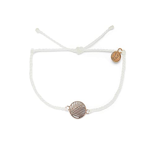 Image of Pura Vida Silver or Rose Gold-Plated Havana Palm Bracelet - Adjustable Band, Coated Brand Charm