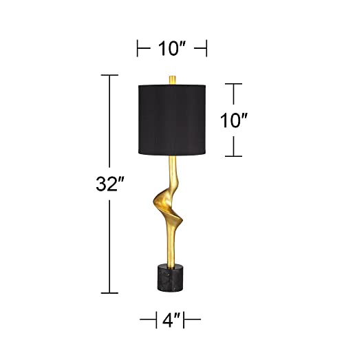Lámpara de mesa dorada con pantalla negra 32 pulgadas miniatura 4