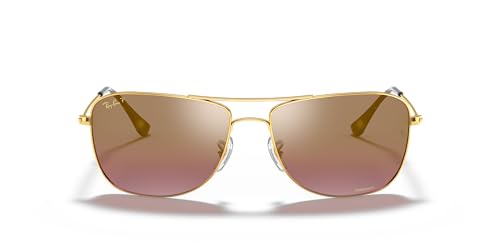 Ray-Ban Unisex Sunglasses Gold Frame, Purple Lenses, 59MM3