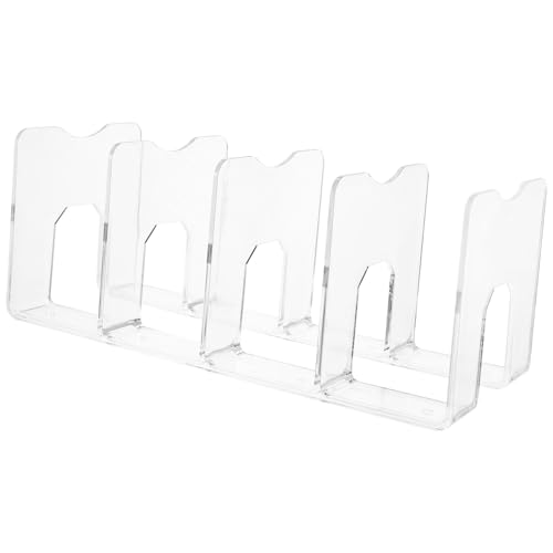 RUNROTOO 4pcs Desktop Book Holder with 4 Compartments, Multifunction Vertical Book Rack and Document Folder Organizer for Office and School Desk Storage