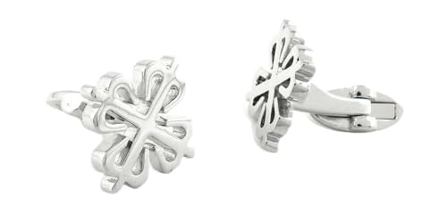 Par de mancuernas hombre diseño flor ciruela plata