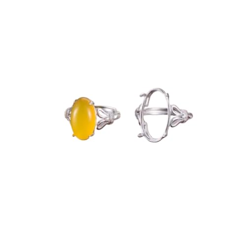 Anillo en blanco ajustable de plata 925, base ovalada para engastar piedras 3