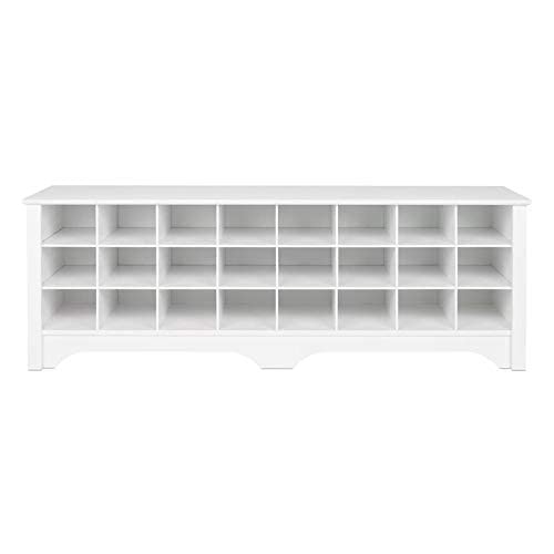 Prepac 24 Shoe Cubby Wide Hall Bench, 15.5" D X 60" W X 20.25" H, White #TOP5