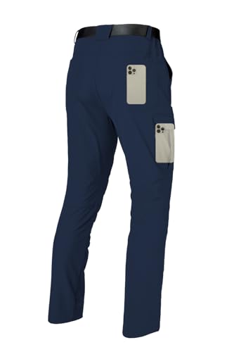 keihTrail Men's Hiking Cargo Work Pants Waterproof Lightweight Quick Dry Outdoor Fishing Mountaineering Travel Mountain Tactical Pants Navy Blue L