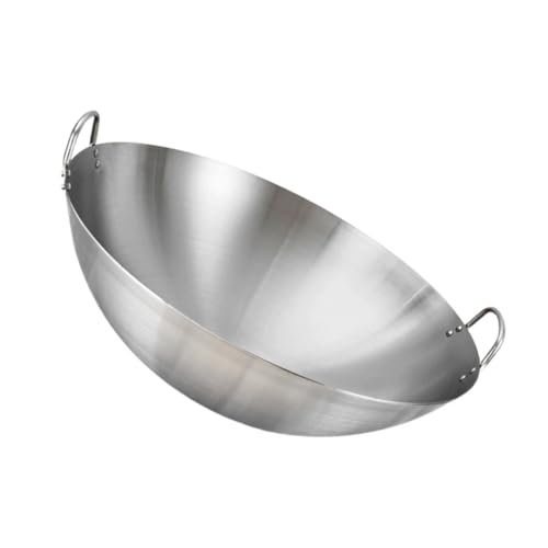 Wok de acero inoxidable con doble asa práctico miniatura 1