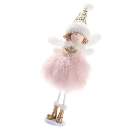 FIXOSHEE Muñeca Ángel de Navidad de Plumas Rosa Adorno Colgante para Árbol Navideño Decoración Navideña Infantil Figura Decorativa para Hogar y Obsequio Festivo