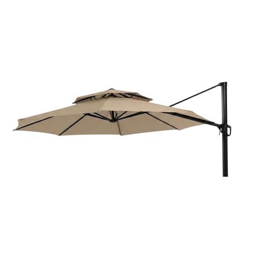 Garden Winds Reinforced RipLock 350 Replacement Canopy Top Cover Compatible with Garden Treasures 11’ Offset Umbrella Models YJAF-819R, YJAF-819D, YJAF-81903A, YJAF-81903B, YJAF-81903C - Beige