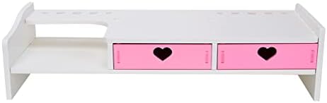 CONKAWACA Cute Desk Organizer with Drawers Monitor Riser Stand with Storage (2 Drawers)
