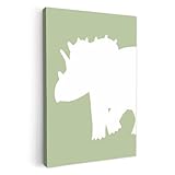 Mural con silueta de dinosaurio, decoración para habitación infantil, color verde y blanco, impresión artística de animales (60 x 90 cm sin marco)