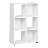 Estantería Cubo Modular de Madera | 6 Compartimentos | Organizador Blanco | Ideal para Salón,2 cm