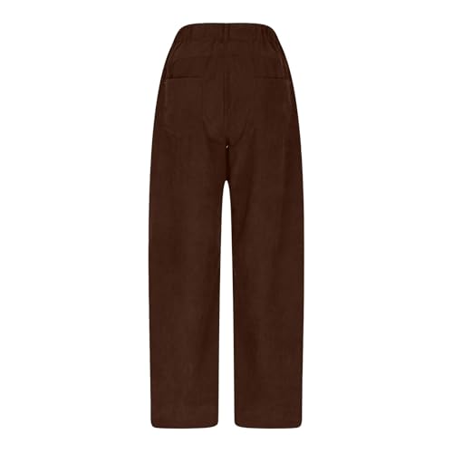 Womens Corduroy Pants Baggy Button Low Rise Wide Leg Barrel Pants Casual Dressy Cropped Ankle Pants with Pockets3