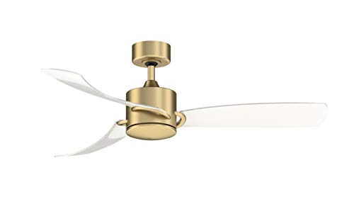 Fanimation Sculptaire 52 Inch Indoor/Outdoor Ceiling Fan With Clear Blade Set And Led Light Kit, Brushed Satin Brass #TOP2