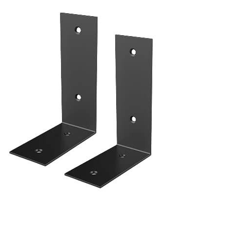 DILNAZ ART Shelf Brackets, Decorative L Brackets for Shelves, 5 x 3 Inch Heavy Duty L Bracket Metal Corner Brace Right Angle Bracket with Free Screws, 2 Pack 4 Holes, Black