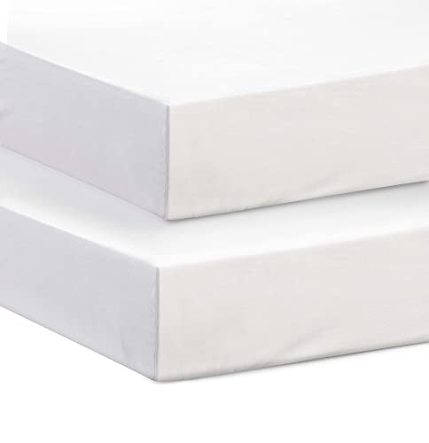 Next To Me Compatible 100% Pure Cotton Pack of 2 Crib Fitted Sheets | High Thread Count Fabric | Soft & Durable Crib Mattress Fitted Sheets (White, 83-85 x 50-51 cm)