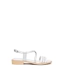 Nero Giardini E615900D Sandales Femme en Cuir Et Tissu, argent, 40 EU