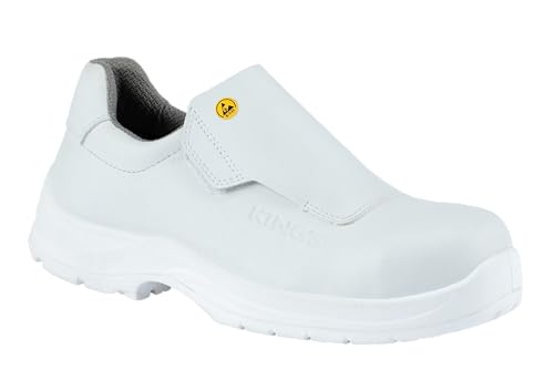 King's by Honeywell S1P Safety Sandals with Velcro Strip, Unisex, White, PU Sole, Lightweight, Suitable for Food & Healthcare, Size 8 UK, 6551711-080/42 (1 Pair)