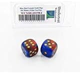Wondertrail WCXDG2029E2 Blue and Red Gemini Dice with Gold Pips 20mm (3/4in) D6 Pack of 2