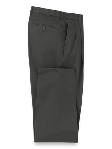 Paul Fredrick Men's Non-Iron Cotton Stretch Twill Pleated Pant