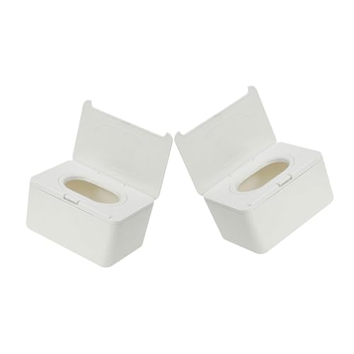 ibasenice 2 piezas Dispensador de Toallitas para Caja Reutilizable para Toallitas Húmedas y Secas Portátil y Ligero para Cochecito Escritorio y Hogar Diseño Moderno Blanco