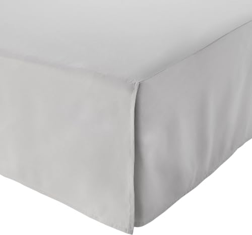 Image of Amazon Basics Lightweight Pleated King Size Bed Skirt, Wrinkle and Fade Resistant, Machine Washable, Dust Ruffle, Light Grey, 16-inch Drop (Pack of 8)