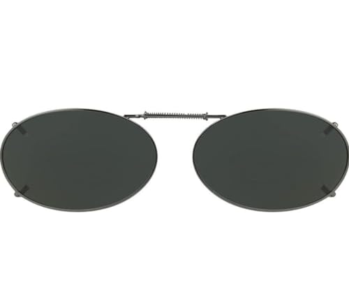Solar Shield and Polar Optics Polarized Clip-On Sunglasses (Metal Rim, Gunmetal, 48 Oval 2)