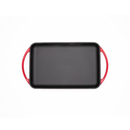 Plancha rectangular hierro fundido esmaltado, 33,2 cm x 21,7 cm x 3 cm, rojo