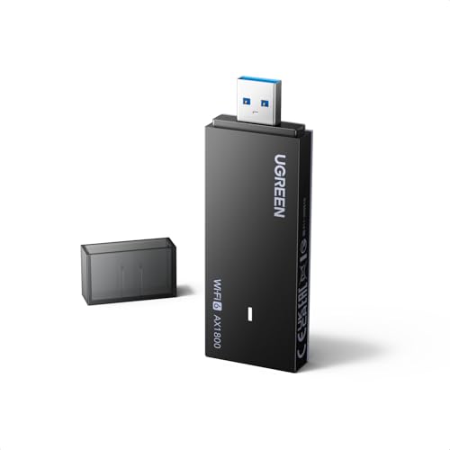 UGREEN WLAN Stick für PC WiFi 6, AX1800 WLAN Adapter PC Dual Band 5GHz/2.4GHz, eingebauter Treiber, hervorragende Wärmeableitung, OFDMA+MU-MIMO, WPA3, USB WLAN Stick kompatibel...