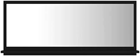 vidaXL Bathroom Mirror Plain Rectangle Modern Frame Bathroom Glass Mirror Wall Mounted Washroom Furniture Toilet Indoor Black Engineered Wood