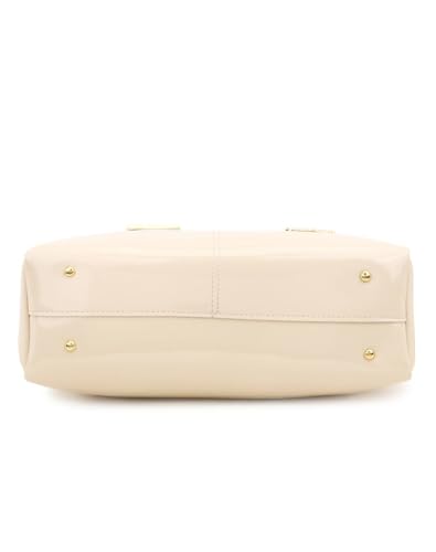 Image of Carrylux Women's Top Handle Bag | Hand Held bag | Stylish Patent Synthetic Leather Handbag with Dual Handles & Detachable Sling Strap | Beige Shoulder Purse for Work & Casual Outings