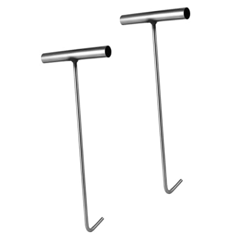 KICHOUSE 2pcs Stainless Steel Hook Manhole Hook Metal Manhole Cover Lifter Manhole Cover Hook Manhole Lifting Tools Manhole Lifter Metal Manhole Lid Hook Manhole Lifting Gadget