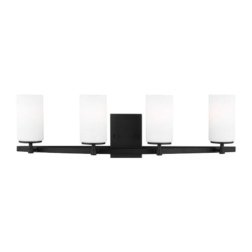 Image of Generation Lighting 4-Light Alturas Contemporary Bath Fixture Wall Lamp Midnight Black 4424604-112 | Bathroom Light Fixture for Home Decor | Wall Sconce Vanity Light Fixture and Bathroom Accessory