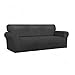 PureFit Super Stretch Sofa Slipcover – Spandex Non Slip Soft Couch Sofa Cover, Washable Furniture Protector with Non Skid Foam and Elastic Bottom for Kids, Pets （Sofa, Dark Gray）