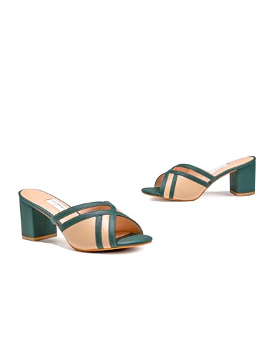 Image of OCEEDEE Teresa Women's 2.5 Inches Block Slip-on Mules| Stylish & Comfortable Open Back for Casual, Office & Semi-Formal Wear