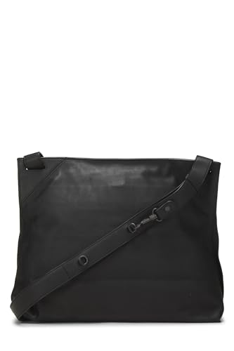 Pre-Loved Black Intrecciato Leather Flat Messenger Bag, Black4