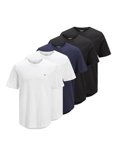 JACK & JONES Male T-Shirt 5er-Pack Einfarbig T-Shirt