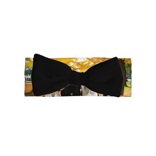 Baby Bow Headband Leaves With Dogs Printing Soft, Skin-Friendly For Newborns 0-6 Months, For Baby Girls