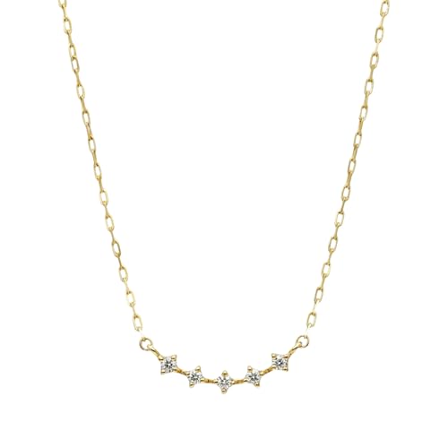 18金イエローゴールド 上品な曲線美 ダイヤモンドネックレス カーブデザイン[AM282] / K18-01-07 金 ゴールド ダイヤ ジュエリー アクセサリー ギフト プレゼント レディース シンプル 定番