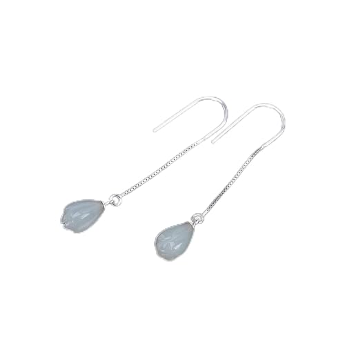 Boucles d'oreilles S925 Jade et Magnolia blanc cadeau femmes