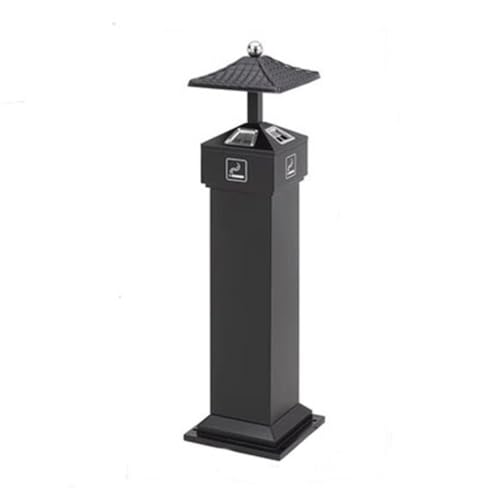 Cenicero exterior vertical de acero inoxidable negro para comercio