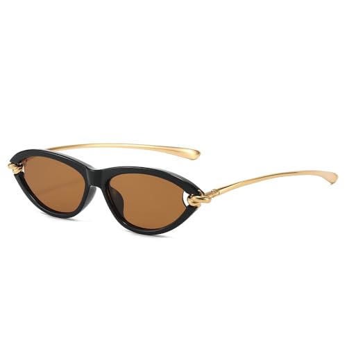 YAMEIZE Gold Frame Retro Cat Eye Sunglasses