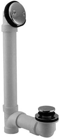 212 Main Schedule 40 PVC Tip Toe Bath Waste with 2 Hole Faceplate - Powder Coat Flat Black - for Tubs up to 14in. Deep