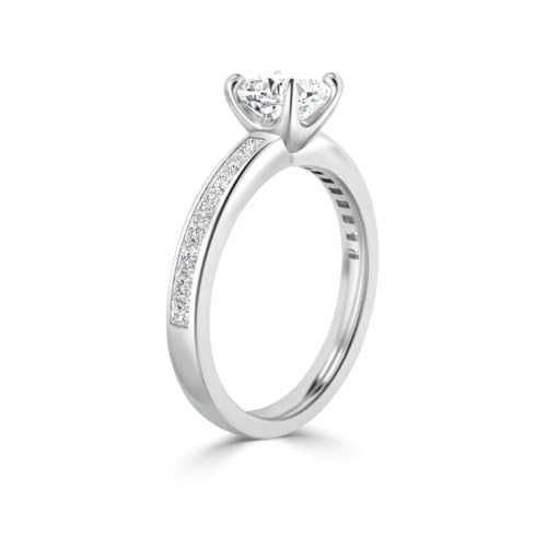 1.50 Ct Cushion Cut Moissanite Diamond Ring Plated White Gold Ring Anniversary Channel Ring3