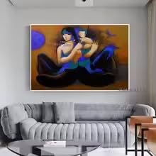 Tableau abstrait de couple indien pour la déco du salon